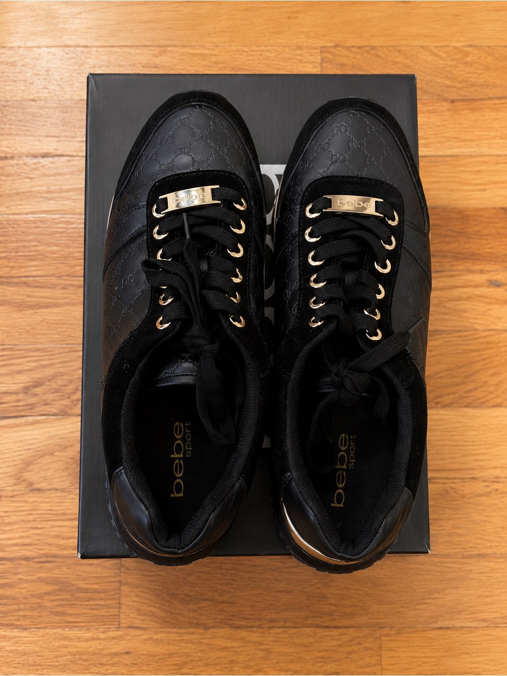 BEBE SPORT RACER SNEAKERS SZ 9.5 Black with original shoebox